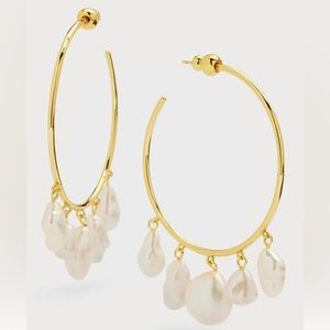 🆕 Cult Gaia Elka Cultured Baroque Freshwater Pearl Hoop Earrings